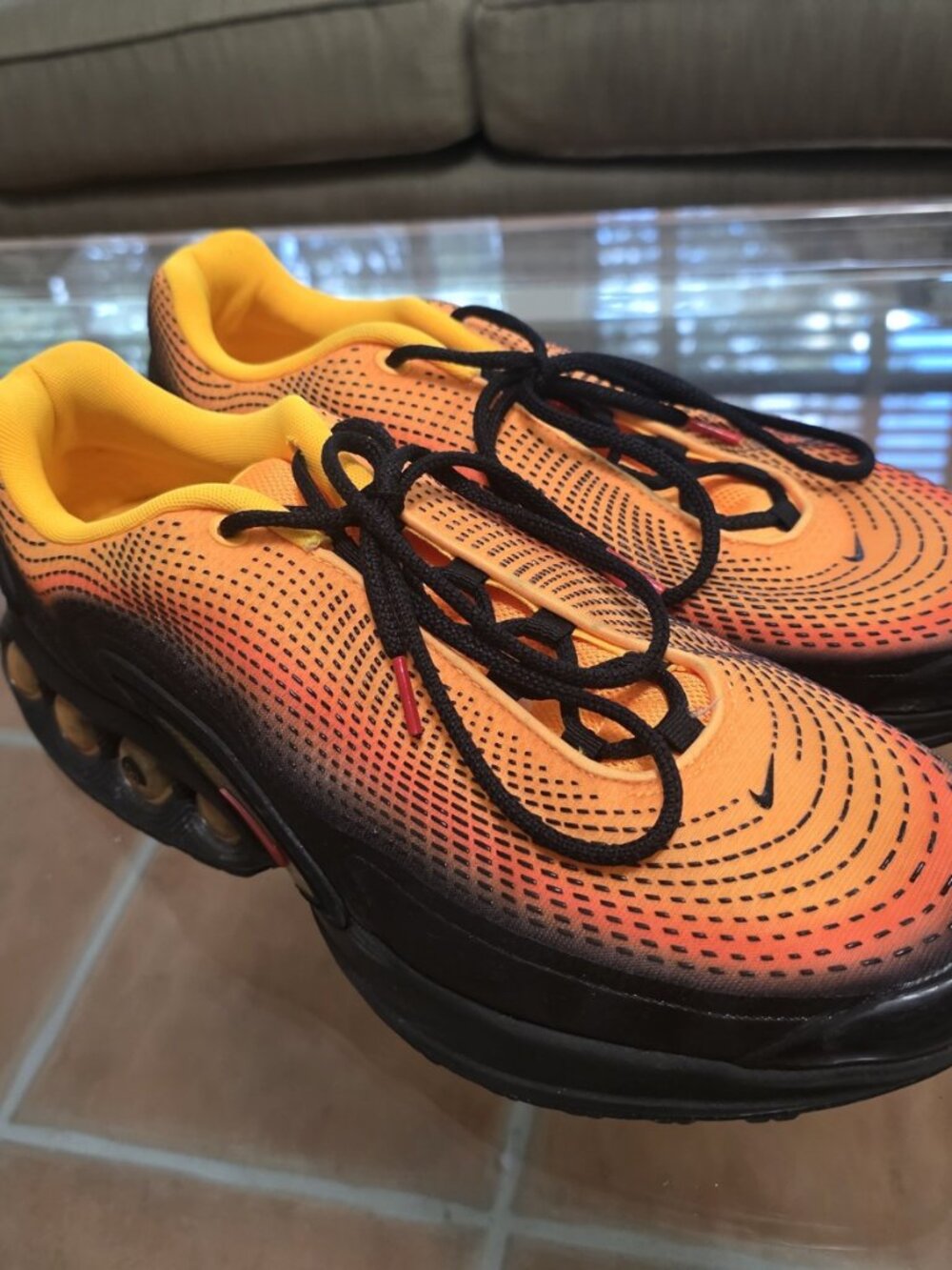 Nike Air Max Dn Men's Orange Textile Sneakers Size 13
